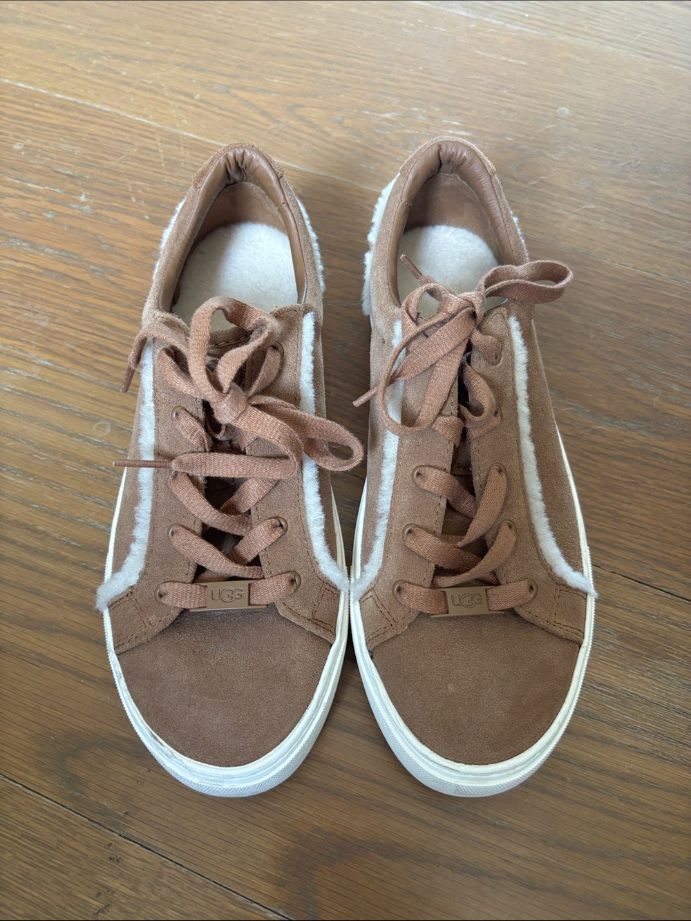 UGG Women’s Chestnut Suede Lace-Up Sneakers with Shearling Trim
